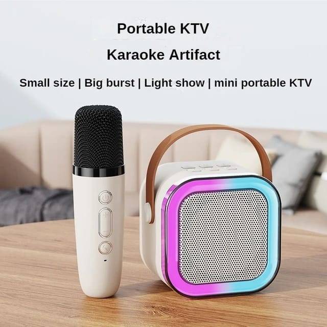 K12 Mini Portable Karaoke Bluetooth Speaker Dual Microphone Audio 